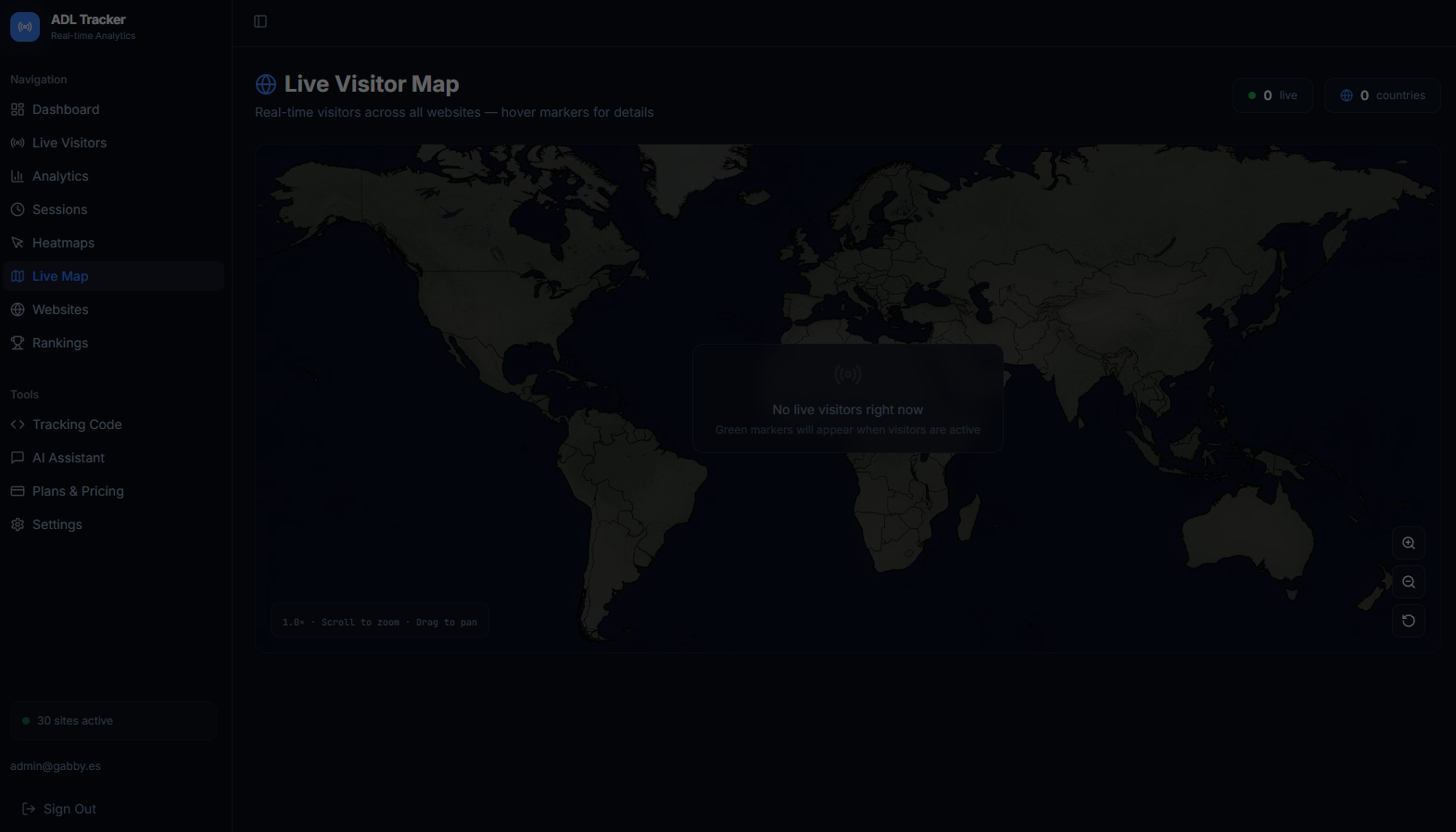 Live visitor world map