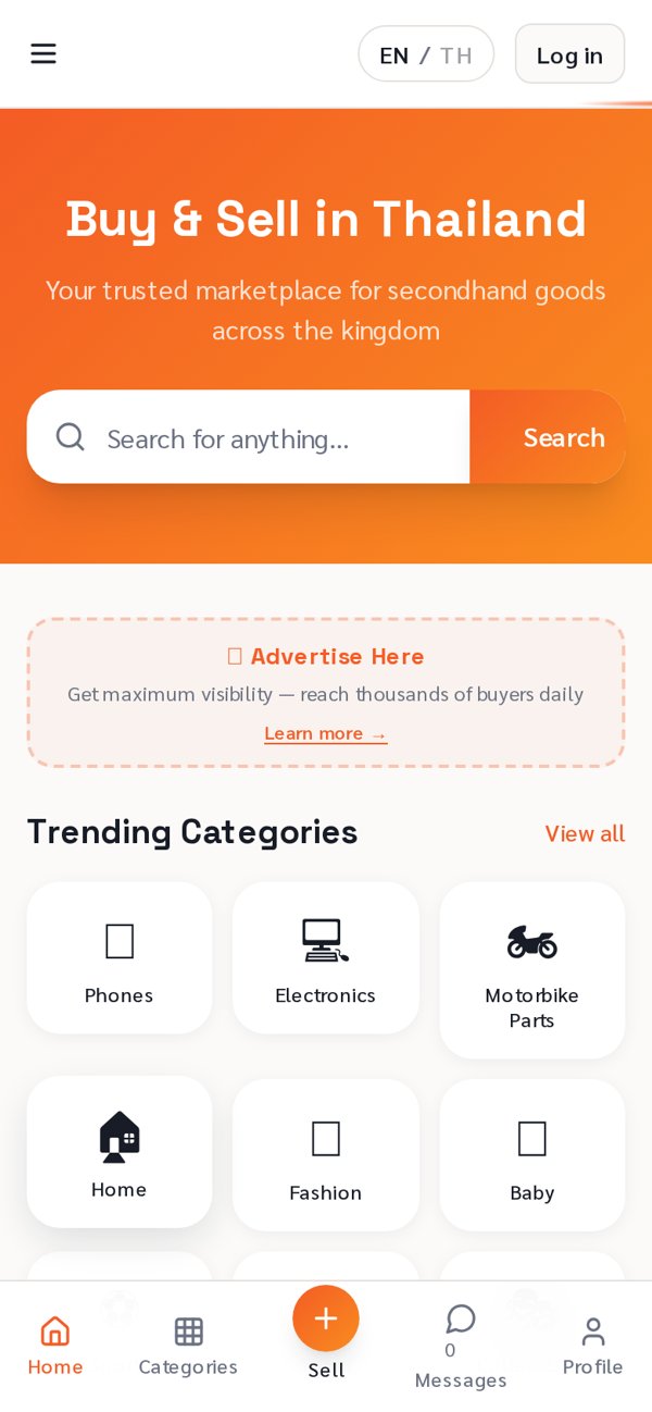 ThaiBiddo marketplace on mobile, built by Asia Design Lab